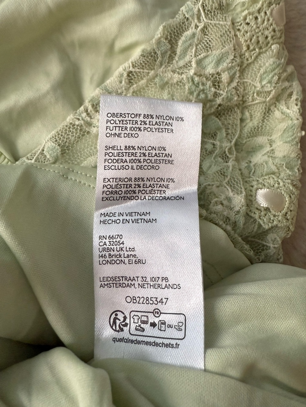 NWT UO Kimchi Blue Clover Lace + Ribbon Trim Cropped Cami Green Size S - Picture 10 of 11